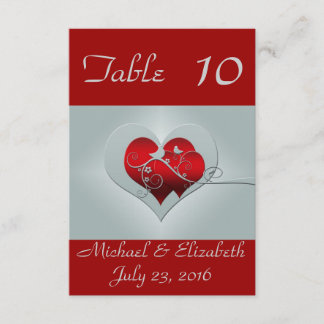 Numéros de table de mariage Rouge/Argent