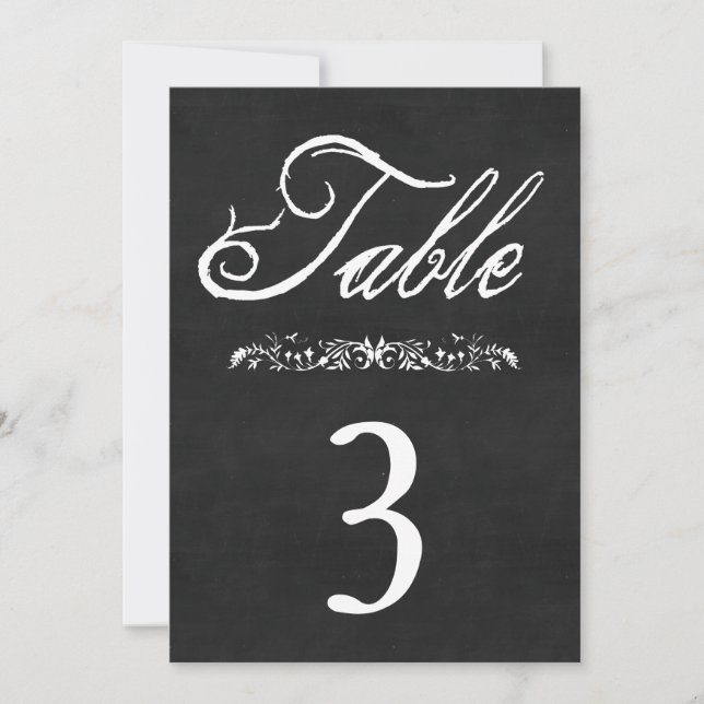 Numéros de table de mariage sur tableau noir (Devant)