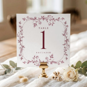 Numéros de table de mariage toile florale français