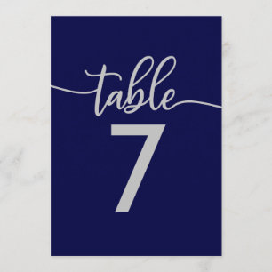 Numéros de table Élégant mariage bleu marine arg
