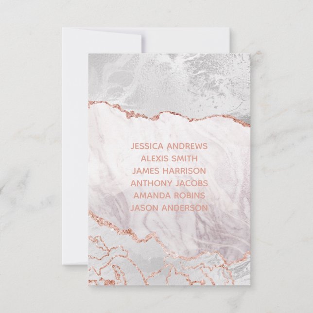 Numéros de table en agate dorée blanc et or rose (Dos)