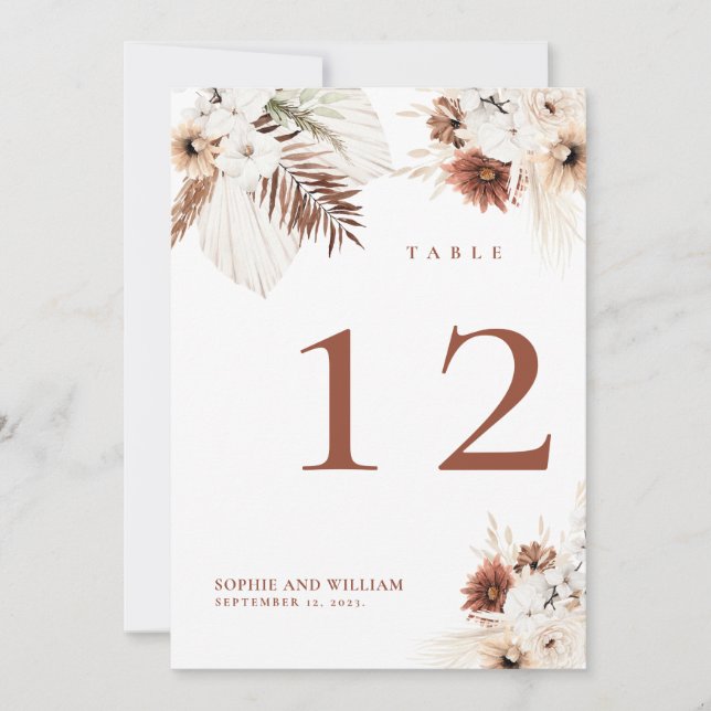 Numéros de table en terre cuite florale Boho (Devant)