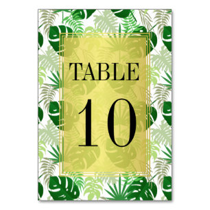 Numéros de table Exotic Green Feuilles tropicaux