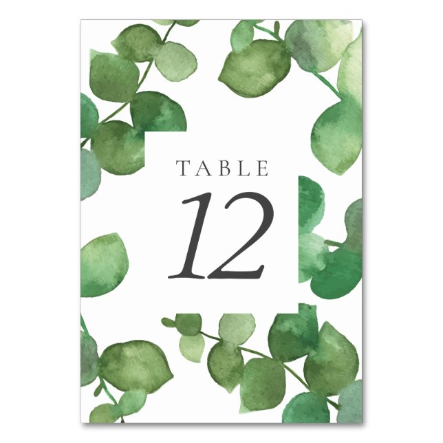 Numéros de table floraux de verdure boho eucalyptu (Dos)