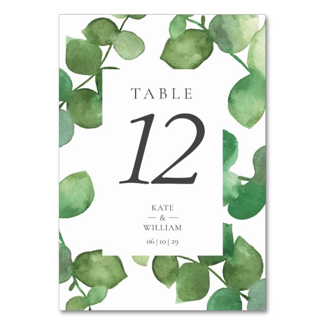 Numéros de table floraux de verdure boho eucalyptu (Dos)
