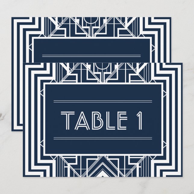 Numéros de table géométriques Navy (Devant / Derrière)