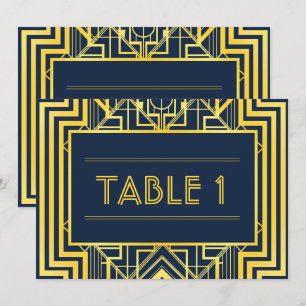 Numéros de table géométriques Navy & Or