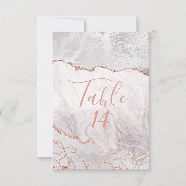 Numéros de table mariage doré Agate blanc et or ro (Devant)