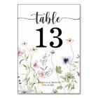 Numéros de table Mariage fleur sauvage double face
