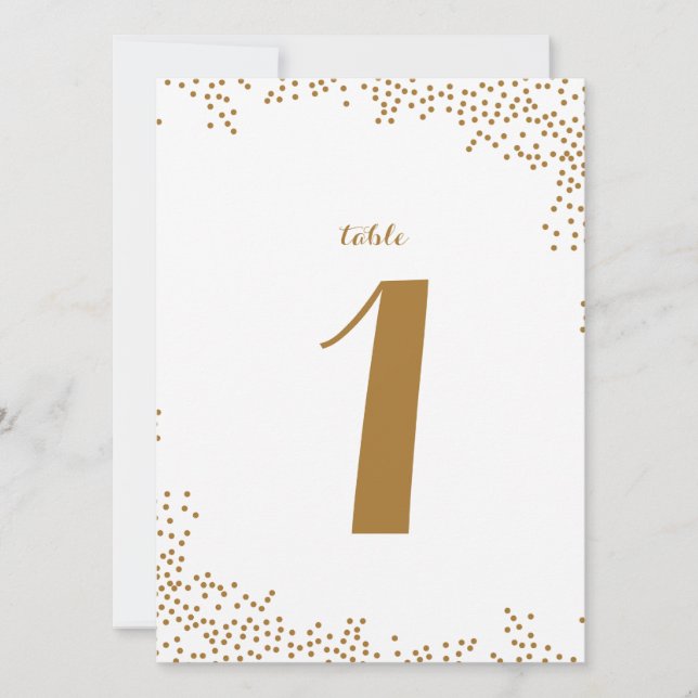 Numéros de table Mariage Gold Confetti (Devant)