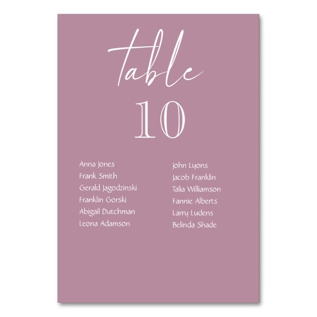 Numéros De Table Mariage Rose Avec Les Noms D'Invi (Par défaut)