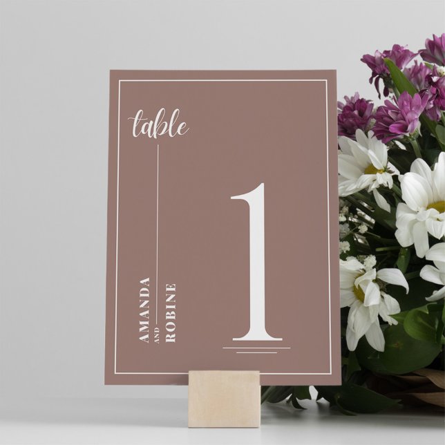 Numéros de table minimalistes Brown simples (Créateur téléchargé)
