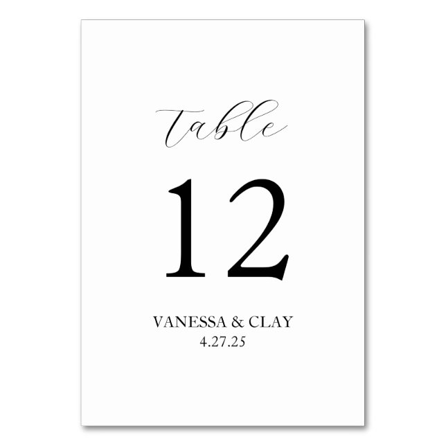 Numéros de table personnalisés avec nom et date (Par défaut)