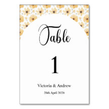 Numéros de table pour mariage