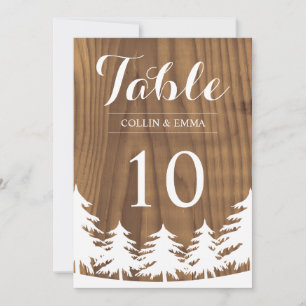Numéros de table pour mariage en forêt