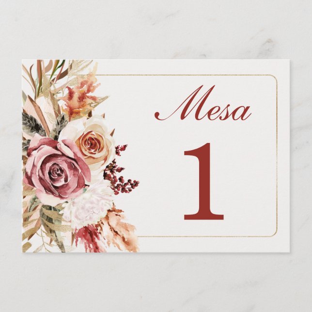 Numéros de Table pour Mariages (Devant)