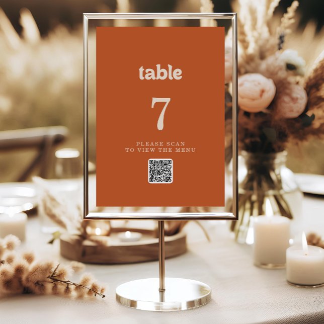 Numéros de table QR Code en terre cuite simple et  (Créateur téléchargé)