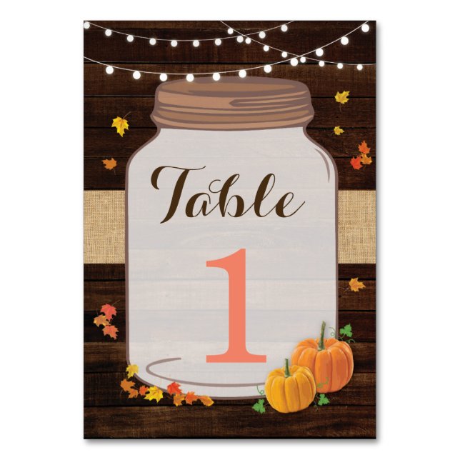 Numéros de tableau Cartes de Citrouille Mariage Ru (Par défaut)