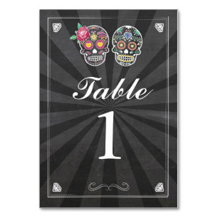 Numéros de tableau Cartes de crâne de sucre Mariag
