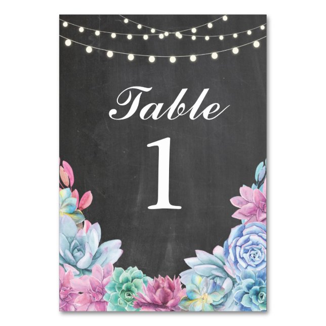 Numéros de tableau Cartes de troc Mariage Succulen (Dos)