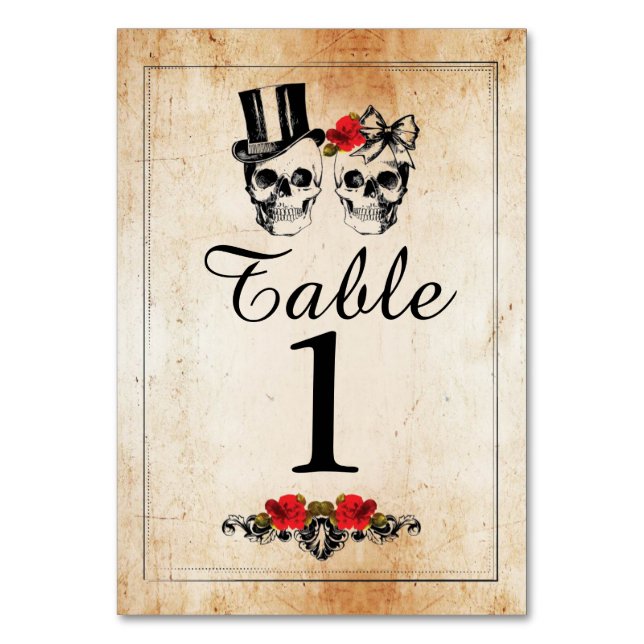 Numéros de tableau Crânes de sucre Mariages Cartes (Par défaut)