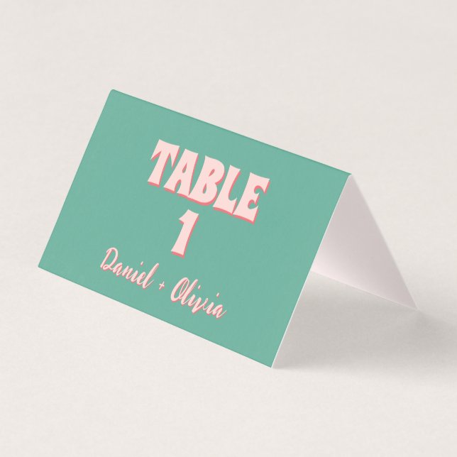 Numéros de tableau Mariage rose et vert (Front)