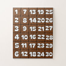 Numéros puzzle 1 à 30 numéros