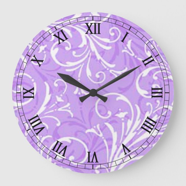 Numéros romains ronds pourpres ornementaux Horloge (Recto)