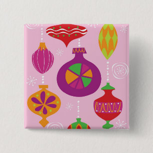 Numerous Christmas decoration illustrated in diffe 2 Inch Square Button