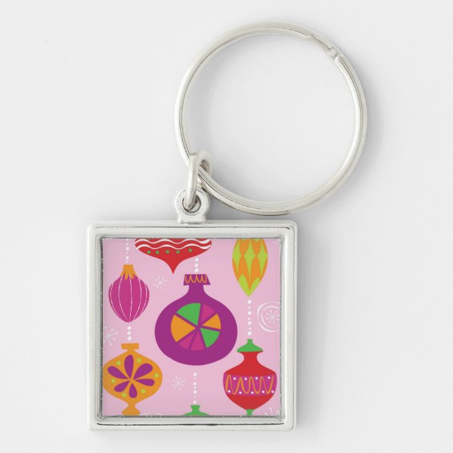 Numerous Christmas decoration illustrated in diffe Keychain (Front)