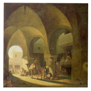 Numerous Figures in a North African Bazaar, 1839 ( Tile
