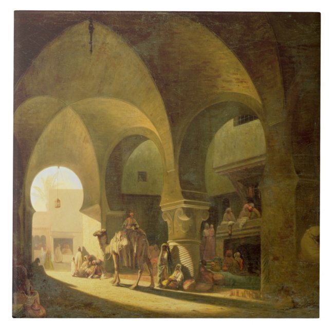 Numerous Figures in a North African Bazaar, 1839 ( Tile (Front)