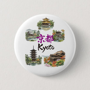 Numerous tourist attractions in Kyoto, Japan 2 Inch Round Button