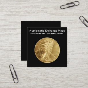Numismatic Coin Dealer Design Square Business Card