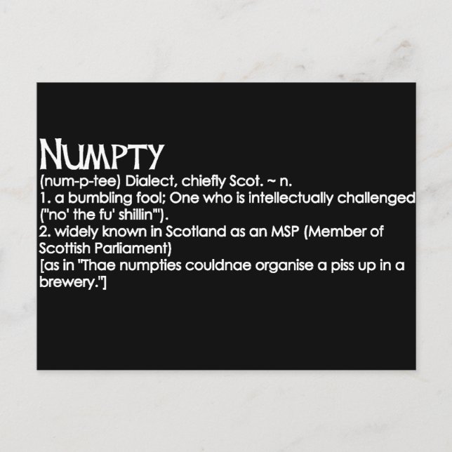 Numpty Postcard (Front)