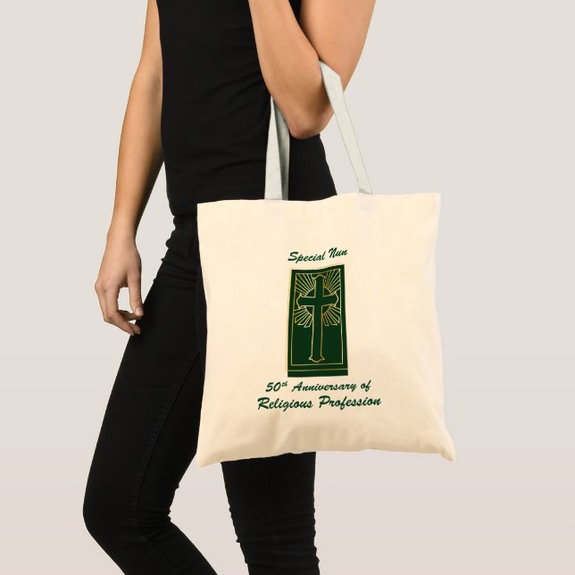 Nun 50th Anniversary of Religious Profession Green Tote Bag (Front (Product))