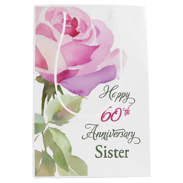 Nun 60th Anniversary Catholic Jubilee Pink Rose Medium Gift Bag (Front)