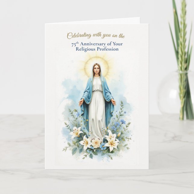 Nun 75th Religious Profession Marian Blessing Card (Front)