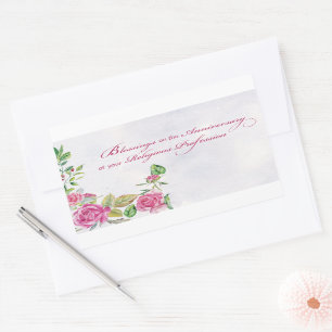 Nun Anniversary of Religious Profession Pink Roses Sticker