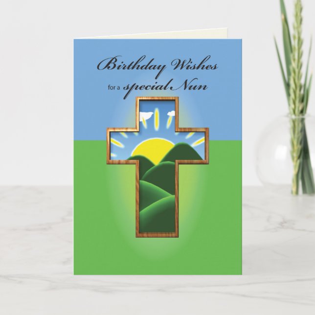 Nun, Birthday Cross Card (Front)