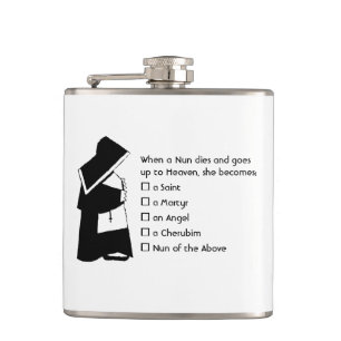 Nun Fun - clean humour, Nun Heaven Joke Hip Flask