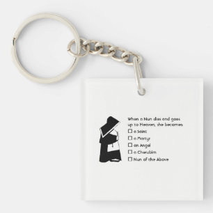 Nun Fun - clean humour, Nun Heaven Joke Keychain