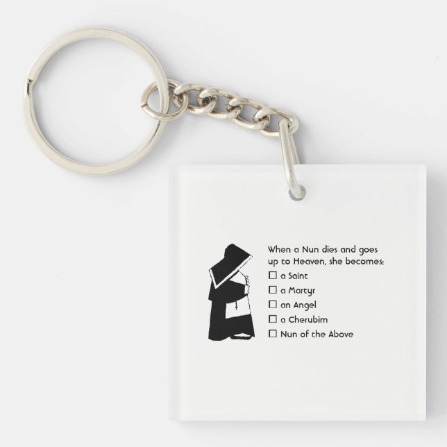 Nun Fun - clean humour, Nun Heaven Joke Keychain (Front)