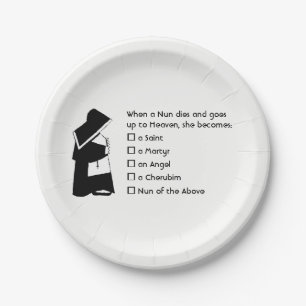 Nun Fun - clean humour, Nun Heaven Joke Paper Plate