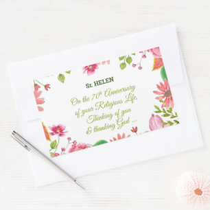 Nun Religious 70th Anniversary Watercolor Flowers Sticker
