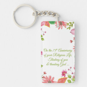 Nun Religious 75e Anniversaire Fleurs aquarelles