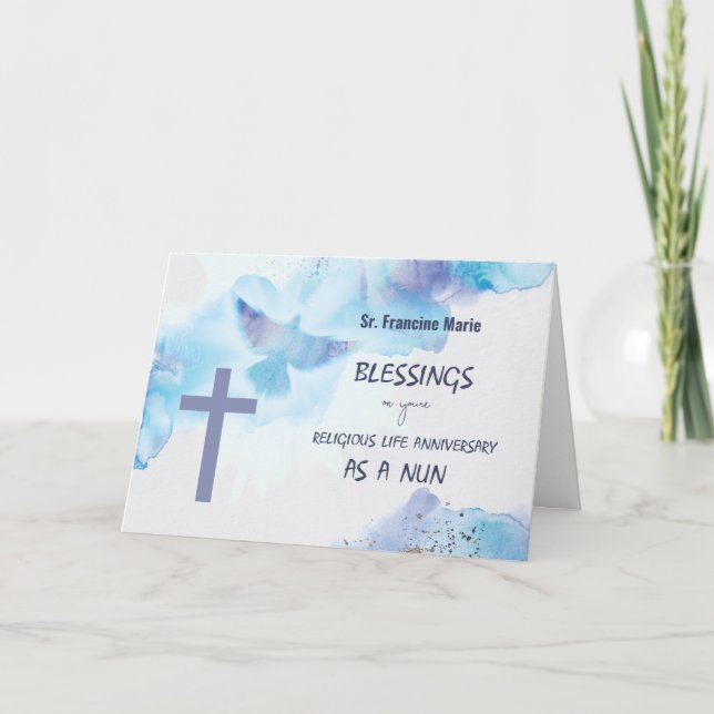 Nun Religious Life Anniversary Blessings Purple  Card (Front)
