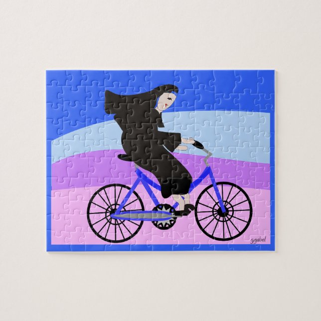 Nun Riding Bike Puzzle (Horizontal)