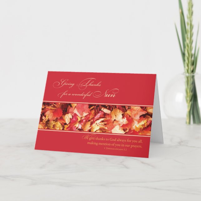 Nun Thanksgiving Leaves, Religious Holiday Card (Front)
