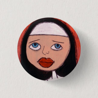 nun with big red lips button